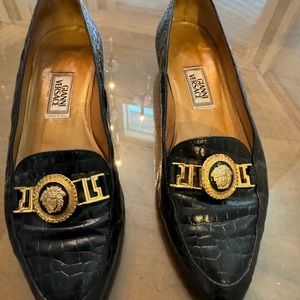 Giovanni Versace 36.5 black loafers, lightly warn